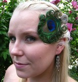 Peacock Hair Jewelry Silver Flower