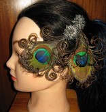 Peacock Hair Clip Silver Blossom