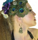 Peacock Feather Headpiece - silver flower