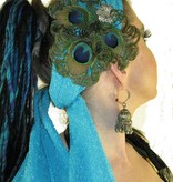 Peacock Feather Headpiece - silver flower