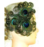 Peacock Feather Headpiece - silver flower