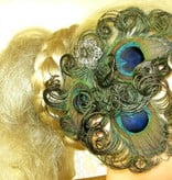 Peacock Feather Headpiece - silver flower