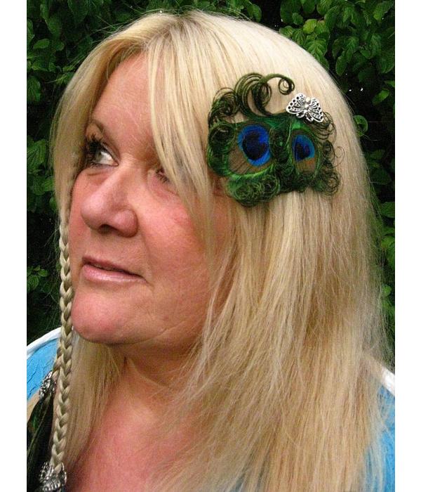 Silver Butterfly Peacock Fascinator