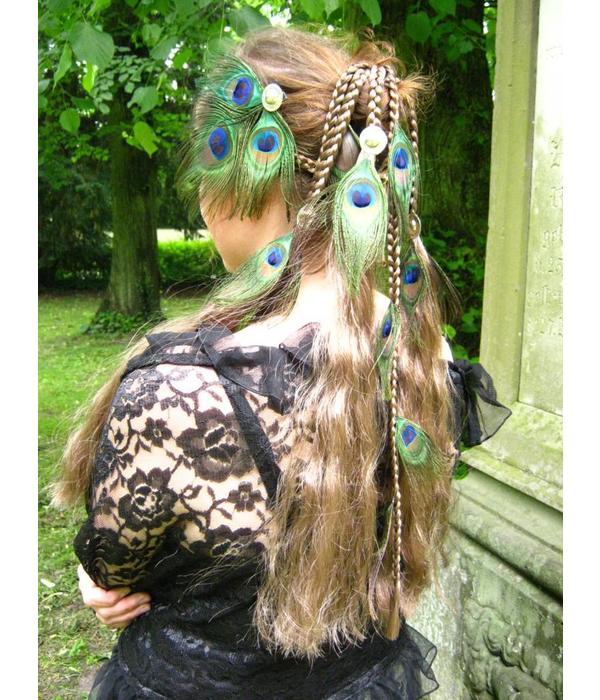 Peacock Feather Silver Tribal Headpiece