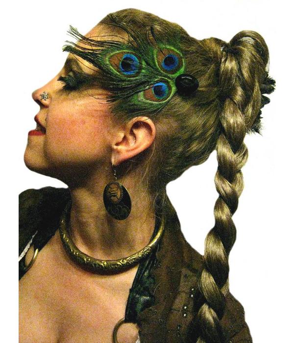 Tribal Fusion Peacock Feather Fascinator Gothic Hair Jewelry Magic