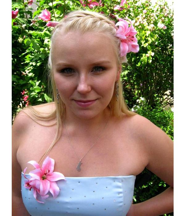 Pink Double Lily Hair Flower 2 x