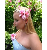 Pink Double Lily Hair Flower 2 x