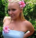 Pink Double Lily Hair Flower 2 x