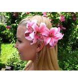 Pink Double Lily Hair Flower 2 x