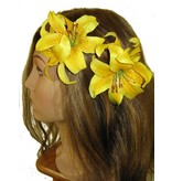 Yellow Double Lily Hair Flower 2 x