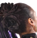 Black Velvet Rose Hair Flower 2 x