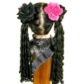 Black & Pink Rose Hair Flowers