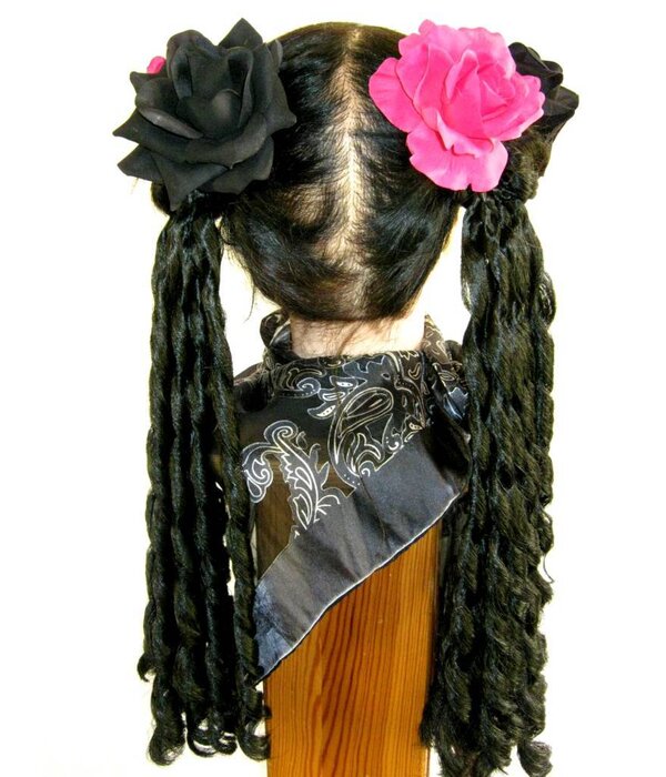 Black & Pink Rose Hair Flowers