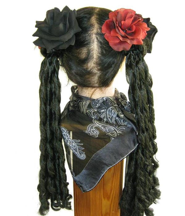 Black & Wine Red Rose Hair Flowers