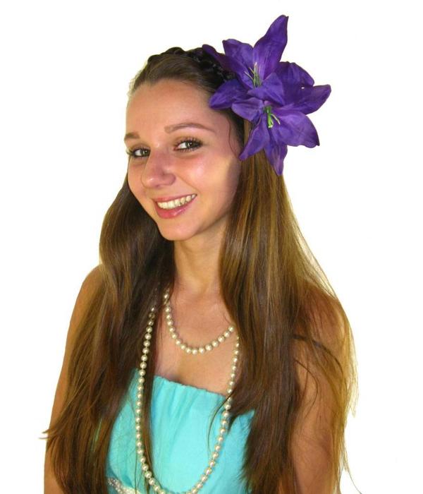 Purple Lily Hair Flower 2 x