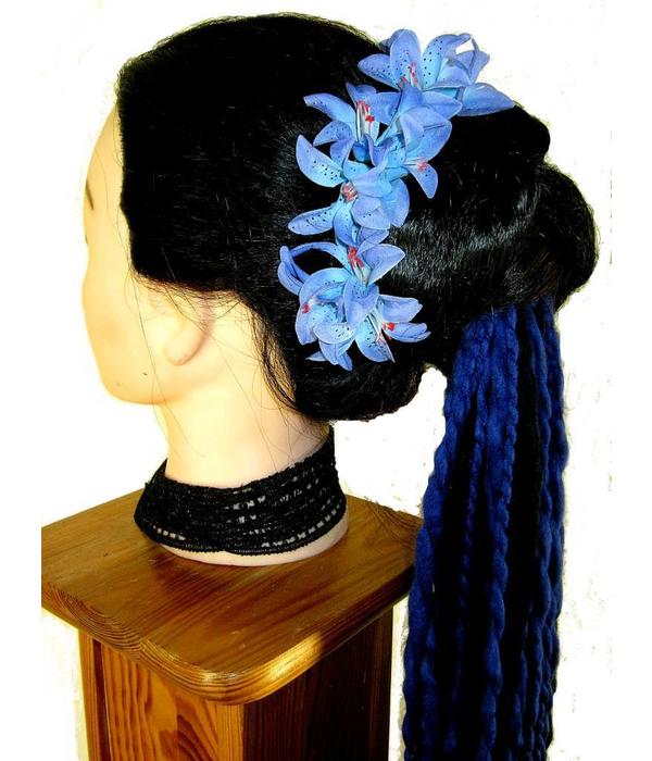 Blue-Turquoise Lily Hair Flowers