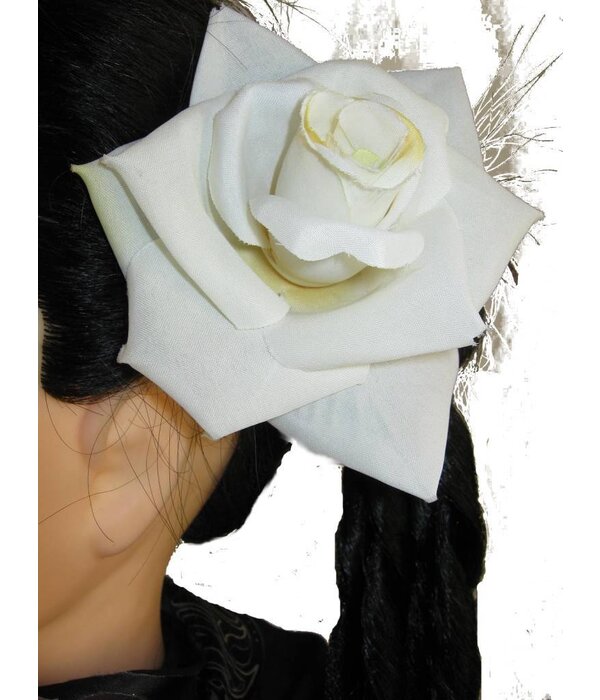 Cream-White Rose Hair Flower 2 x