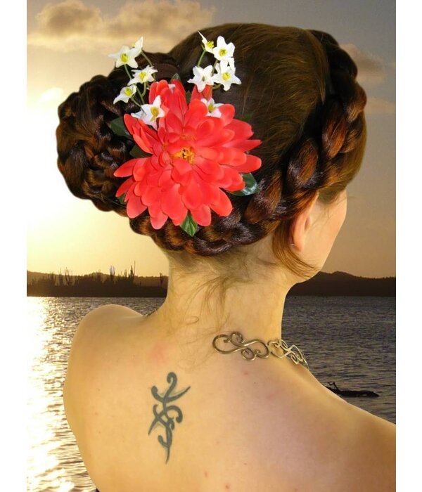 Coral Fairy Hair Flower 2 x