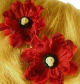 Goth Skull Cameo Hair Flowers 2 x