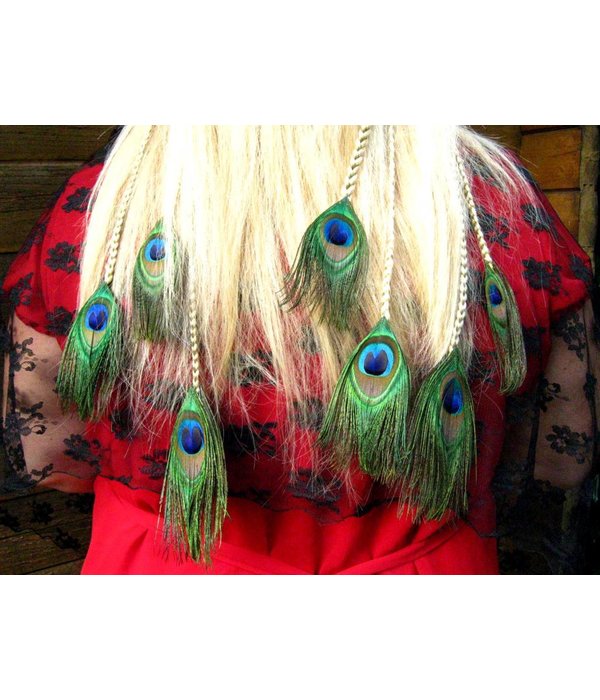 Peacock Feather Hair Pieces L Set