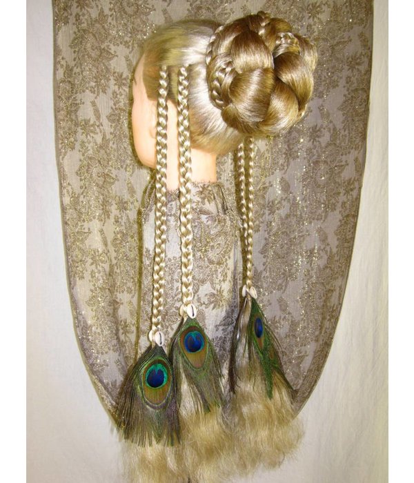 Peacock Feather & Cowry Hair Extensions