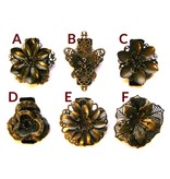 Steampunk Hair Flower Set bronze, 2-6 pcs