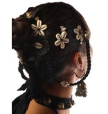 Cowry Hair Flowers, black beads