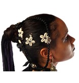 Cowry Hair Flowers, black beads