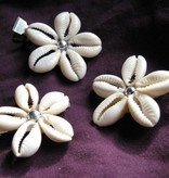 Cowry Hair Flowers, silver beads