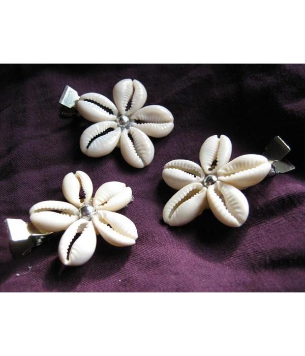 Cowry Hair Flowers, silver beads