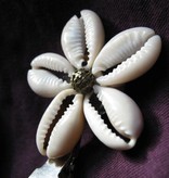 Cowry Hair Flowers, antique brass beads