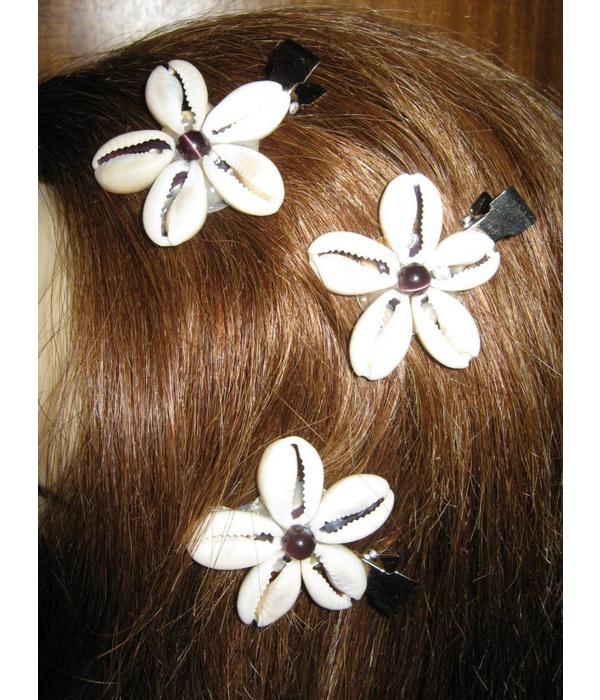 Cowry Hair Flowers, amethyst beads