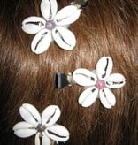 Cowry Hair Flowers, rhodonite beads