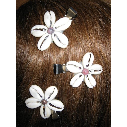 Cowry Hair Flowers, rhodonite