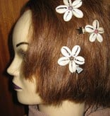 Cowry Hair Flowers, rhodonite beads