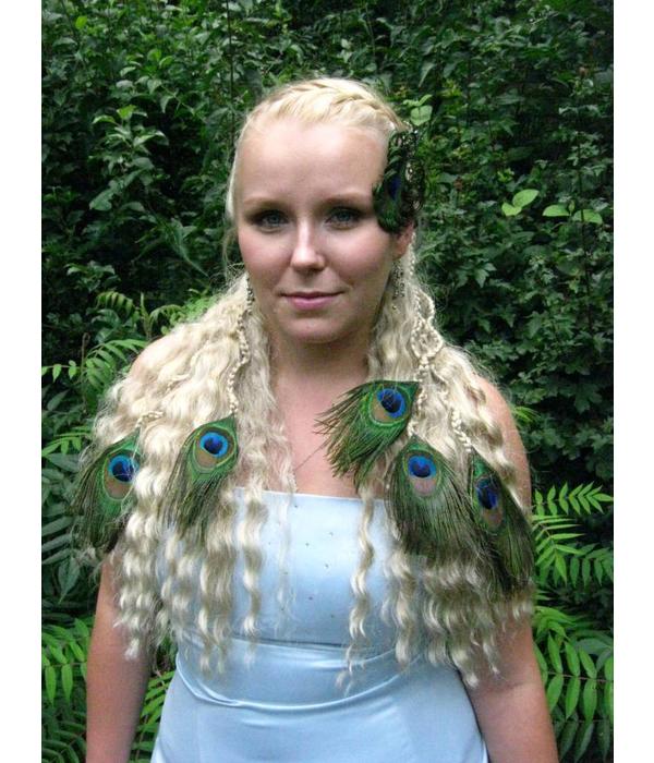 Peacock Feather Hair Pieces M Set