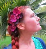 Wine Red Orchid Hair Flowers 2 x