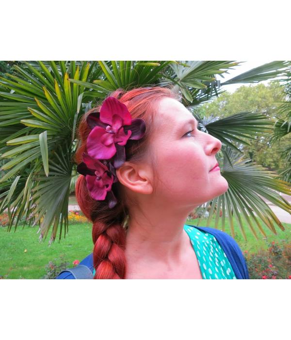 Wine Red Orchid Hair Flowers 2 x