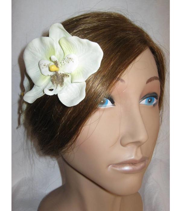 Ivory Orchid Hair Flowers 2 x