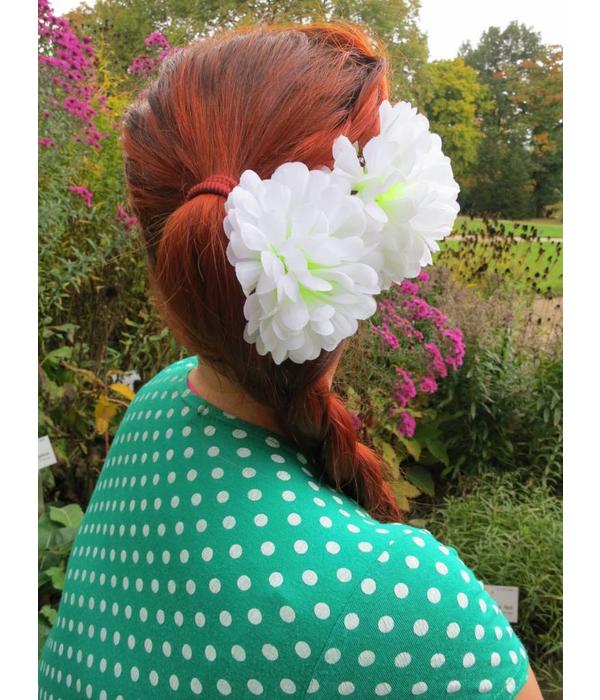 White Chrysanthemum Hair Flower 2 x