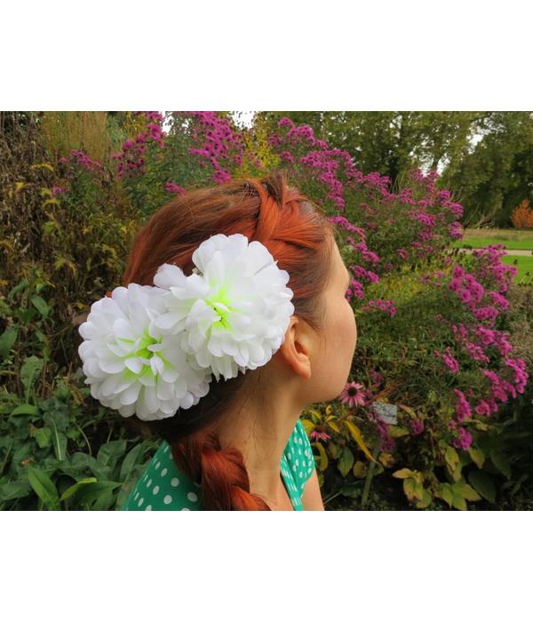 White Chrysanthemum Hair Flower 2 x