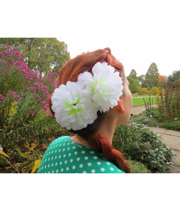 White Chrysanthemum Hair Flower 2 x