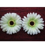 Cream-Green Chrysanthemum Hair Flower 2 x