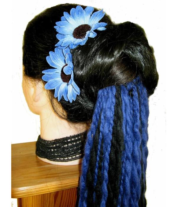Blue Daisy Hair Flowers 2 x