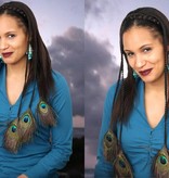 Peacock Feather Hair Pieces M Set - Color 3