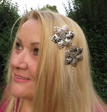 Goth Silver Flower Shoe & Hair Clip