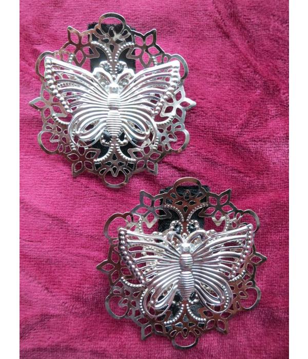 Butterfly Ornament Hair & Shoe Clip, silver