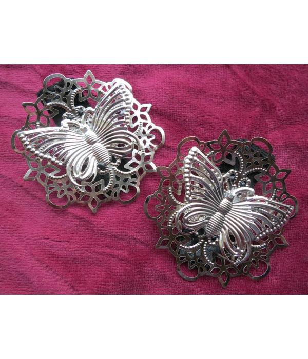 Butterfly Ornament Hair & Shoe Clip, silver