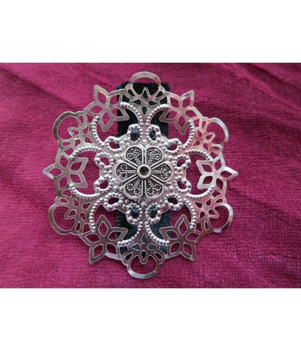 Tribal Fusion Hair Flower Set, silver