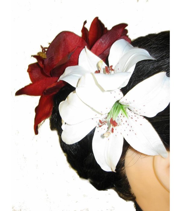 Hair Flower Set Red Passion